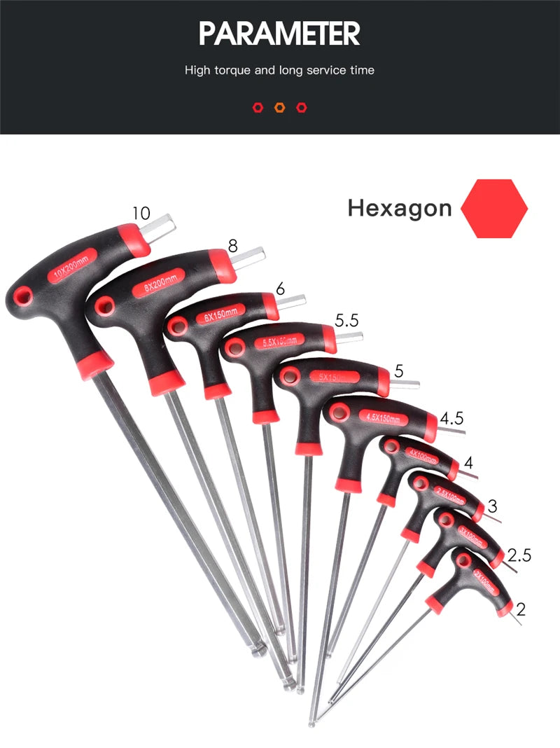 Professional Color Coded Long Hex Key Set,10 Piece Metric Allen Key Set,Easily Access Hard-to-Reach Spots, Includes Storage Case