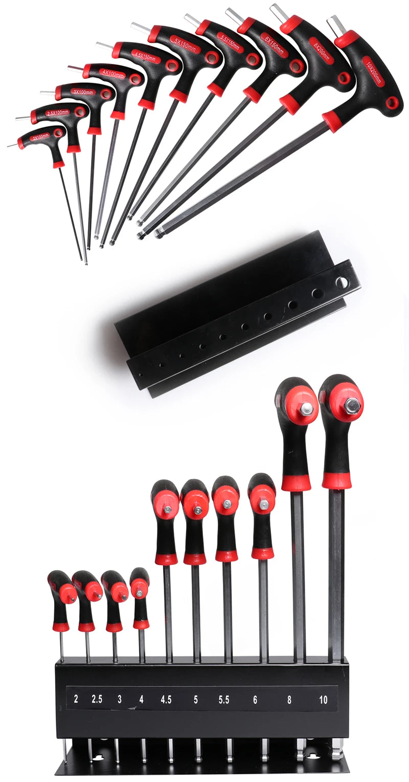Professional Color Coded Long Hex Key Set,10 Piece Metric Allen Key Set,Easily Access Hard-to-Reach Spots, Includes Storage Case