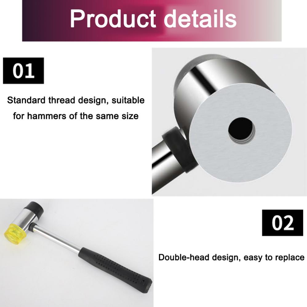 25mm / 30mm / 35mm / 40mm Rubber Double Faced Work Glazing Window Beads Hammer Nylon Head Mallet DIY hand Tool