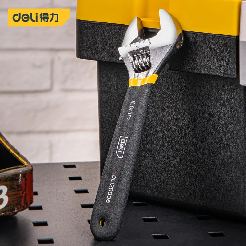 Deli Adjustable Spanner PVC Coated Handle Stainless Steel Universal Spanner Hand Tool 6 8 Inch Household Multifunctional  Wrench