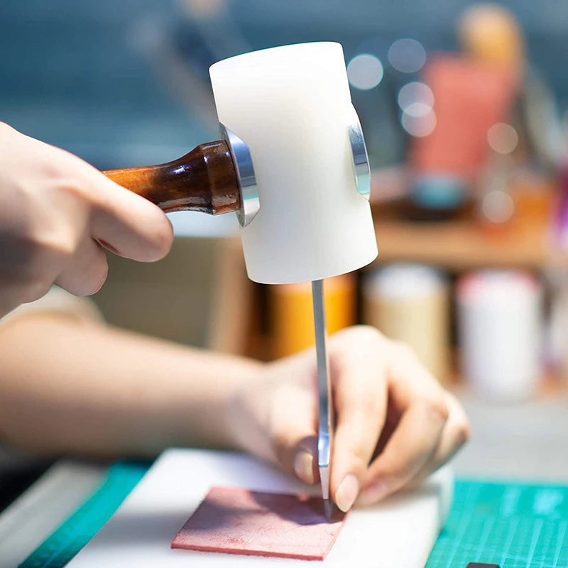 1pc Nylon Leather Carving Hammer DIY Handmade Tools Printed Cowhide Punch Cutting Sewing Hammers Leather Art Making Supplies