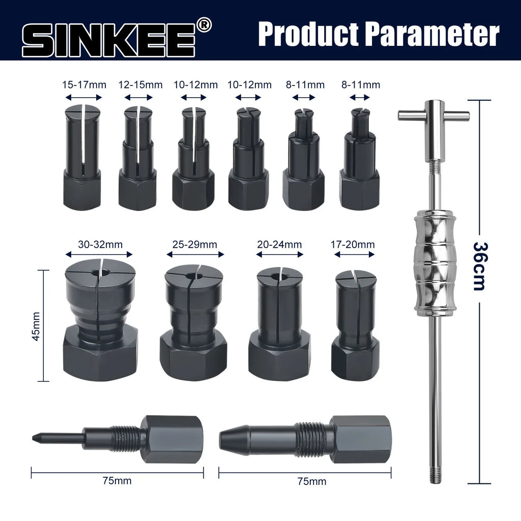 14pc 8-32MM Blind Hole Bearing Puller Set Internal Bearing Extractor Kit Slide Hammer Bearing Puller Insert Bearing Remover Tool