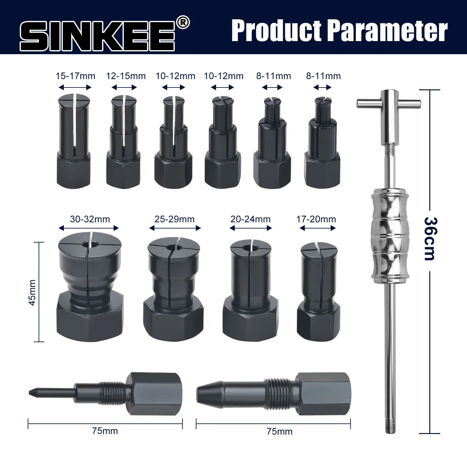 14pc 8-32MM Blind Hole Bearing Puller Set Internal Bearing Extractor Kit Slide Hammer Bearing Puller Insert Bearing Remover Tool