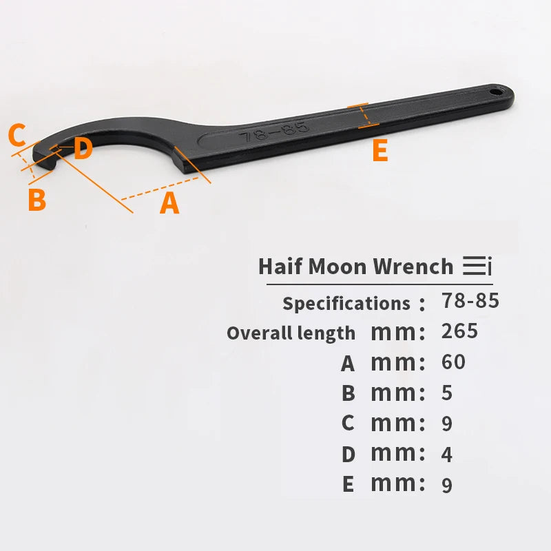1pcs Round Nut Hook Spanner Mill Holder Half Moon Wrench 22-26 34-36 38-42 45-52 55-62 85-105 90-95 165-170