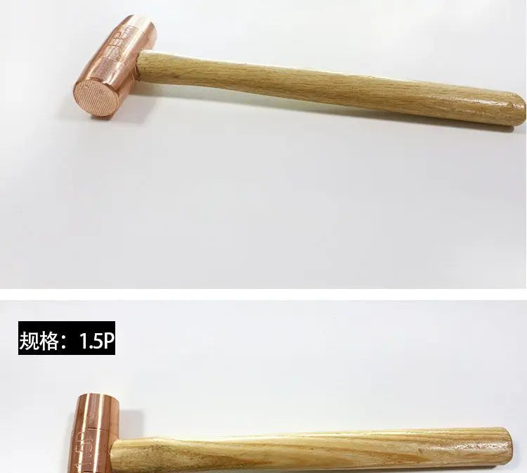 Red Copper Round Drum Hammer with Wooden Handle Double sided Hammer Red Copper Round Drum Hammer 1p-3p