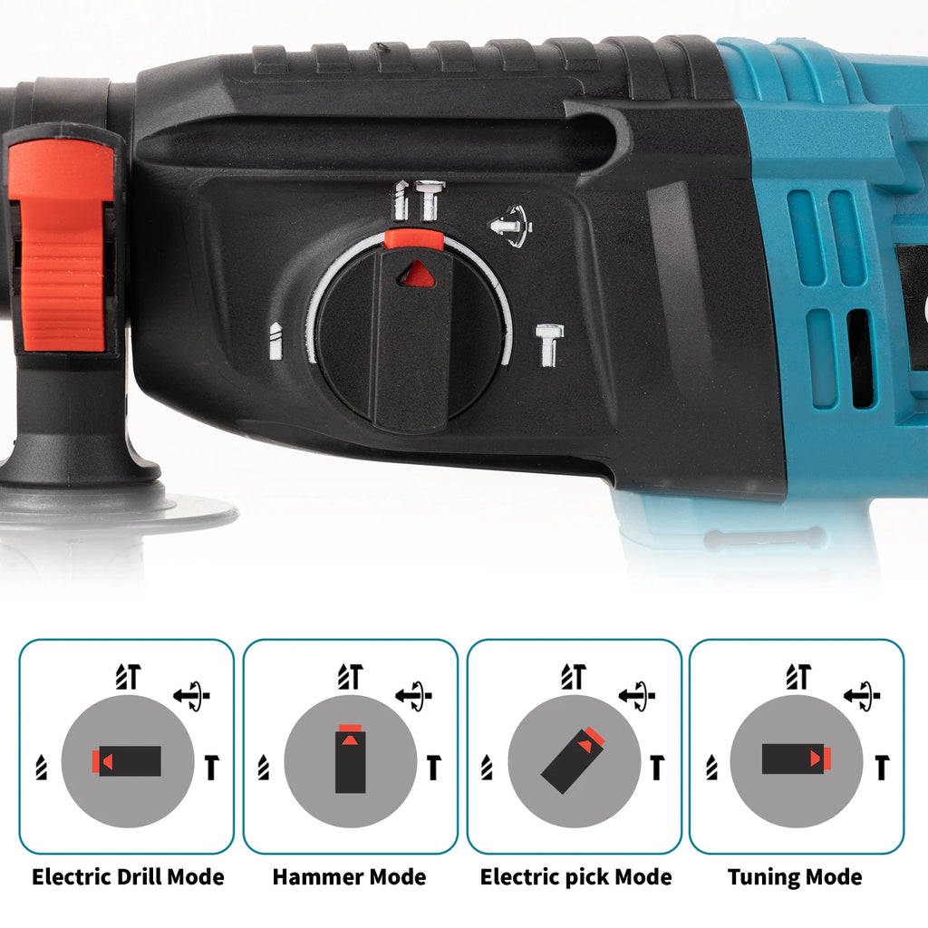 26mm Brushless Electric Hammer Drill Multifunctional Rotary Hammer Drill Cordless Impact Drill Tool For Makita 18V Battery Pin