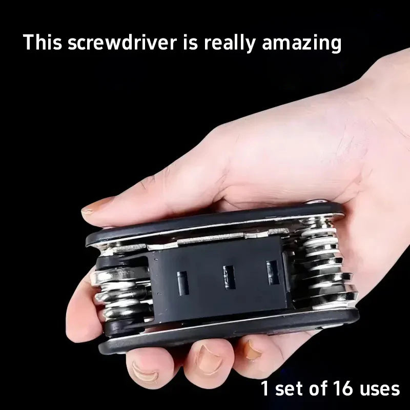 16 In 1 Folding Multifunctional Screwdriver Wrench Socket Stainless Steel Maintenance Tool Home Maintenance Tool Workshop Tool