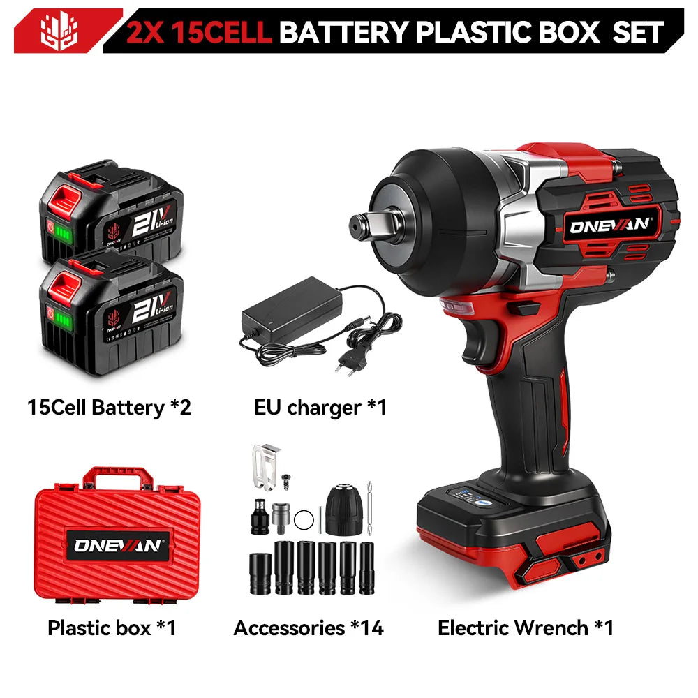 ONEVAN 2800N.M 2800W Brushless Electric Impact Wrench 1/2 Inch Cordless Wrench Screwdriver Power Tool For Makita 18V Battery Pin