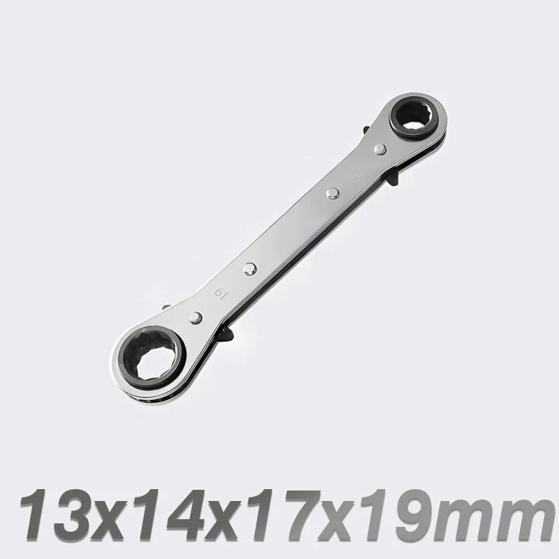 4-in-1 Wrench Double Head Ring Ratchet Wrench 6/8/9/10/11/12/13/14/15/16/17/18/19/21mm Chrome Vanadium Steel Ratchet Spanner Set