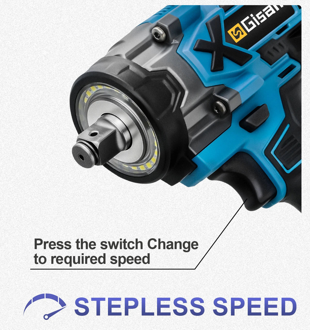 Gisam 900N.M Torque Brushless Electric Impact Wrench 1/2 inch Cordless Wrench Screwdriver Power Tools For Makita 18V Battery Pin