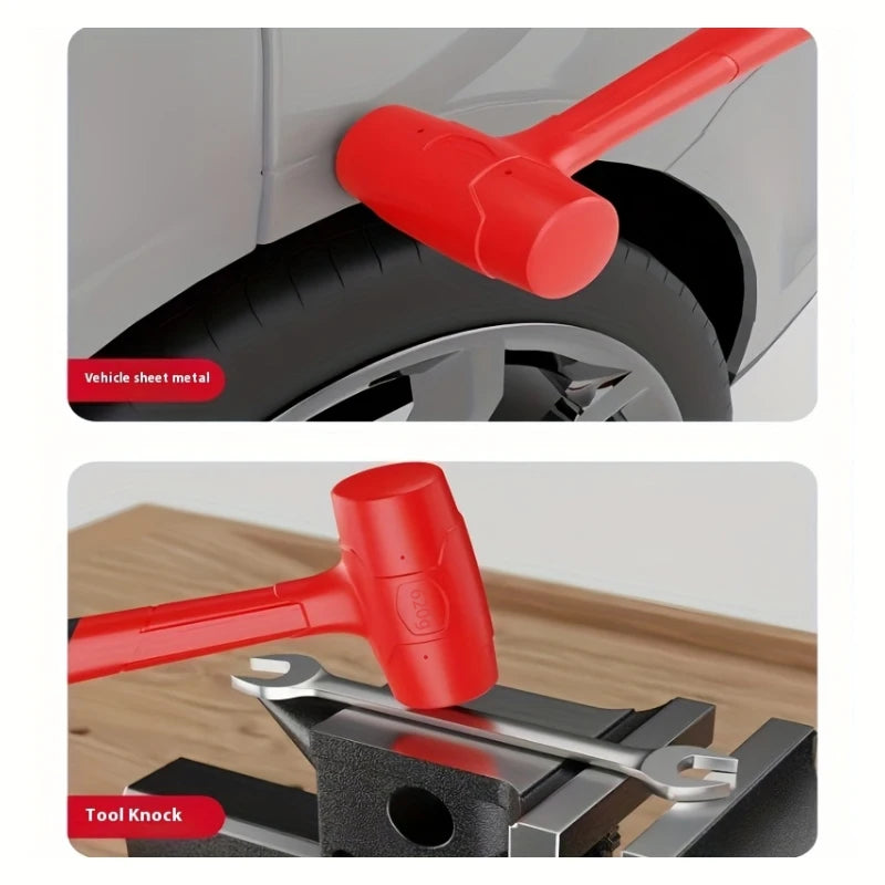 Double-sided rubber hammer, heavy-duty rubber hammer, with insulated handle and non-slip grip, non-elastic mounting hammer.