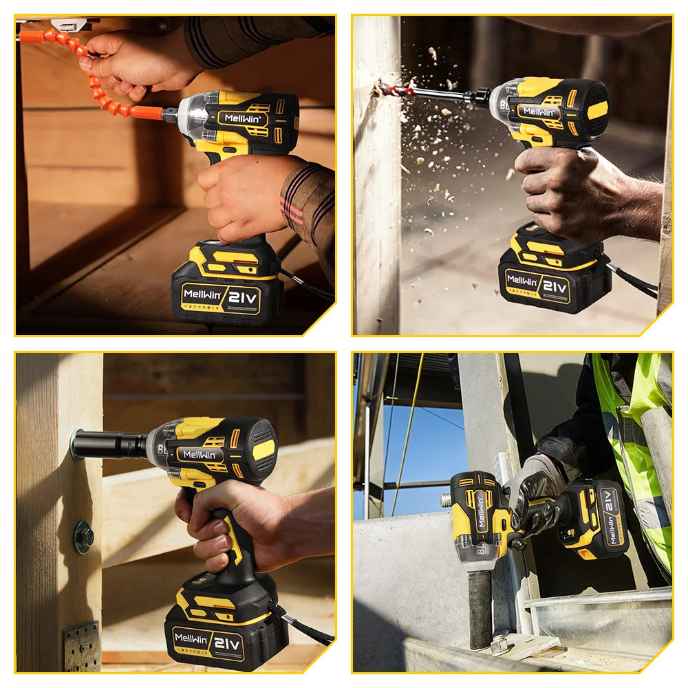 MELLWIN Brushless 520N·m Multi Electric Impact Wrench Set 3IN1 Electric Drill Screwdrive Repair Tool For Makita 18V Battery Pin