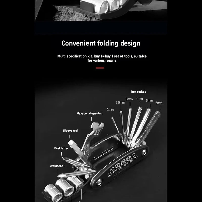 16 In 1 Folding Multifunctional Screwdriver Wrench Socket Stainless Steel Maintenance Tool Home Maintenance Tool Workshop Tool