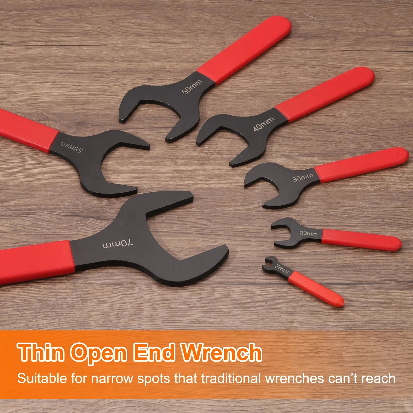 Uxcell 21mm-58mm Metric Single Open End Wrench 15 Degree Offset Angle U-Shaped Spanner Flat Head Blackening for Auto Repair