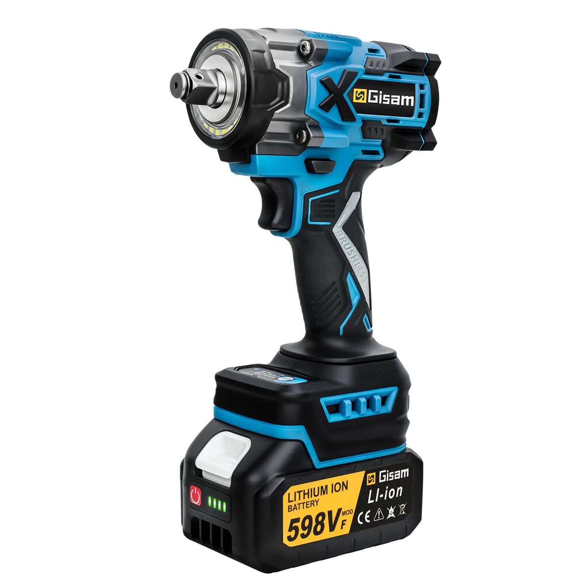 Gisam 900N.M Brushless Electric Wrench 1/2 Inch Impact Wrench Electirc Screwdriver Drill Compatible with Makita 18V Battery Pin