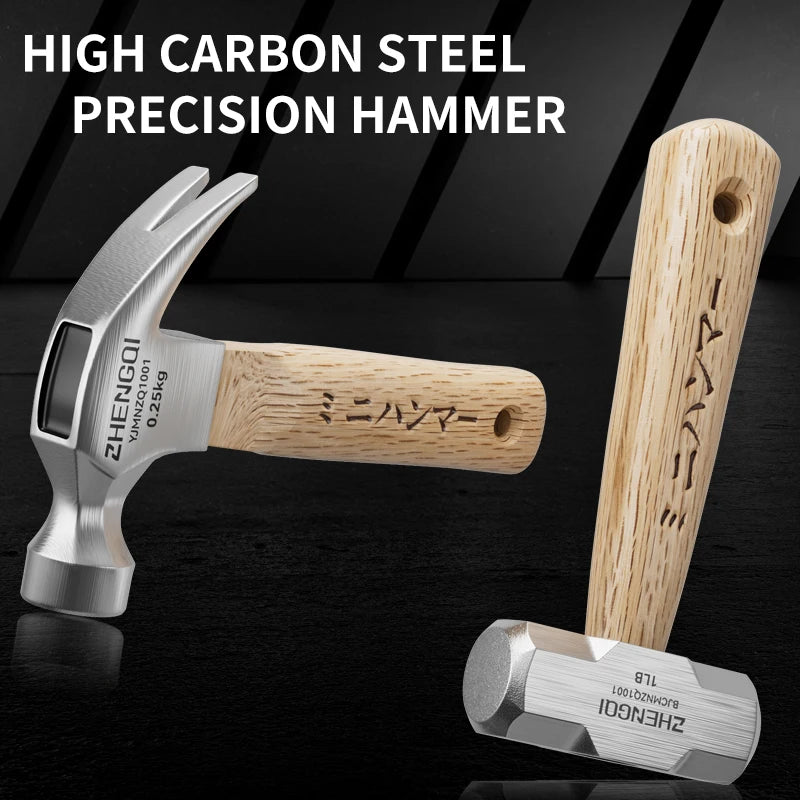 Mini Claw Hammer Household Tools Commonly Used in Woodworking Knock Out Nails Wooden Handle Small Hammer High Carbon Steel