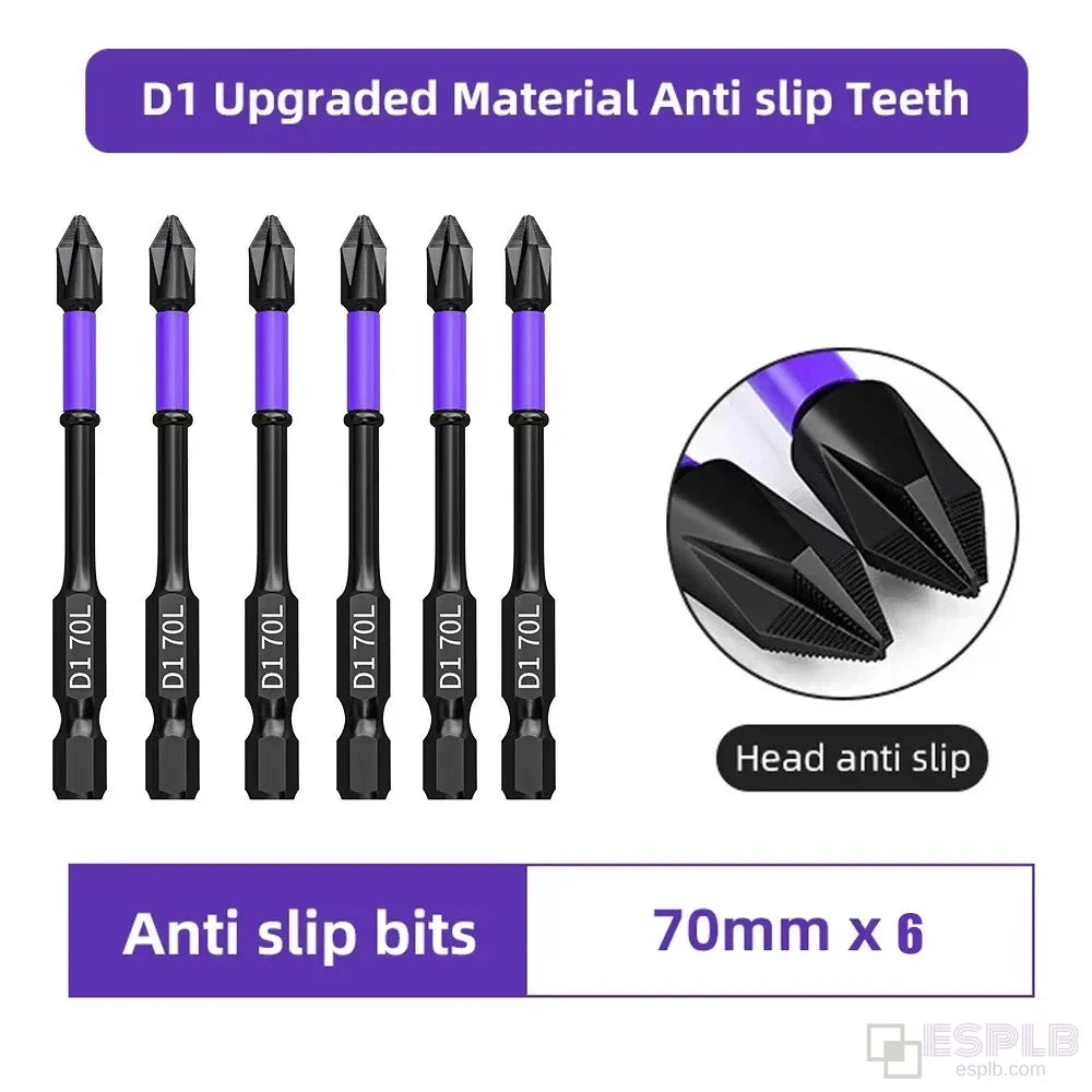 ESPLB 6pcs Non-Slip Upgraded High Hardness Strong Magnetic Phillips Screwdriver Bits Shockproof Hex Shank Alloy Steel Bits