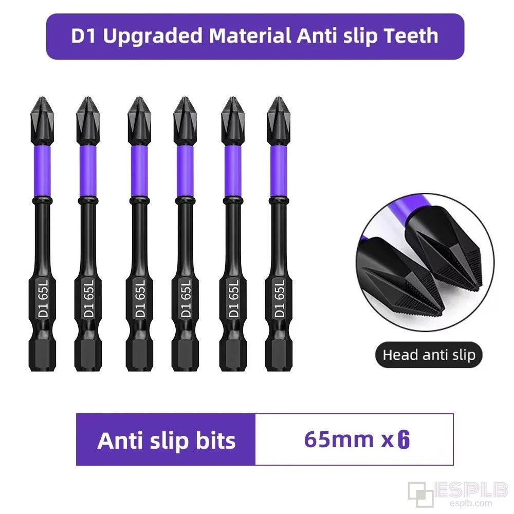 ESPLB 6pcs Non-Slip Upgraded High Hardness Strong Magnetic Phillips Screwdriver Bits Shockproof Hex Shank Alloy Steel Bits