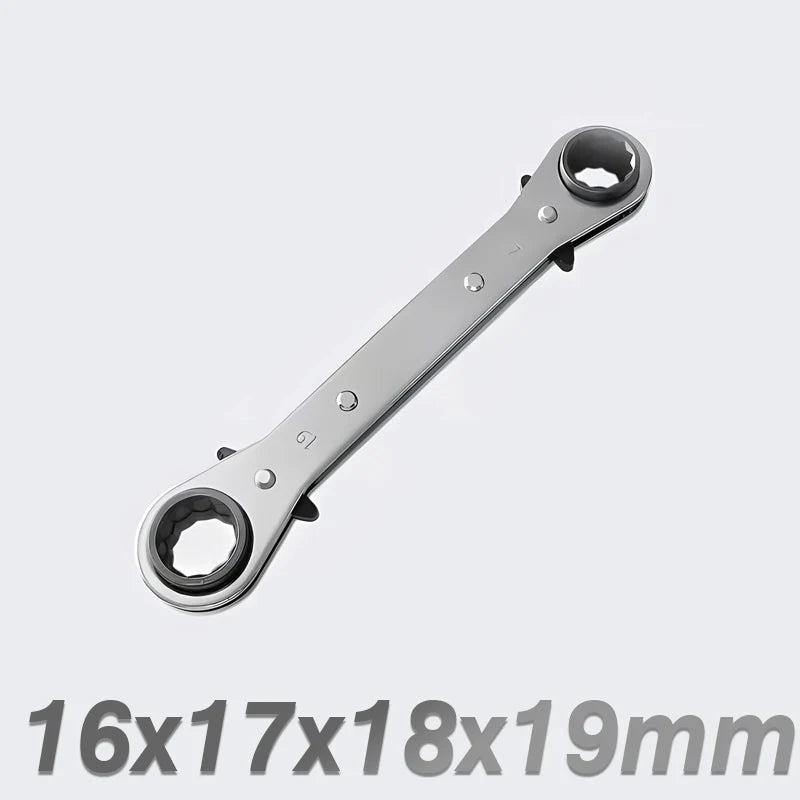 4-in-1 Wrench Double Head Ring Ratchet Wrench 6/8/9/10/11/12/13/14/15/16/17/18/19/21mm Chrome Vanadium Steel Ratchet Spanner Set
