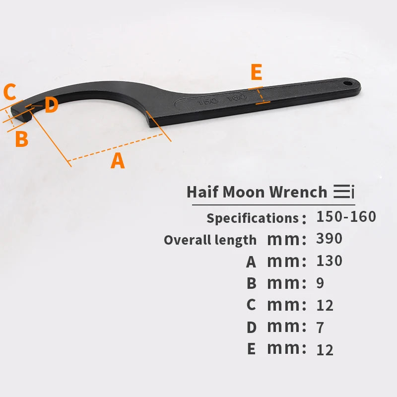 1pcs Round Nut Hook Spanner Mill Holder Half Moon Wrench 22-26 34-36 38-42 45-52 55-62 85-105 90-95 165-170