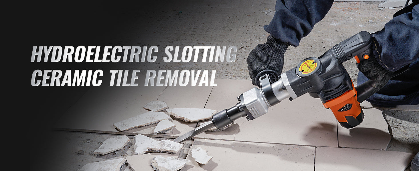 SucceBuy 1400W Demolition Jack Hammer Electric Jackhammer Heavy Duty 2900 BPM Concrete Breaker 2pcs Chisels Bits Chipping